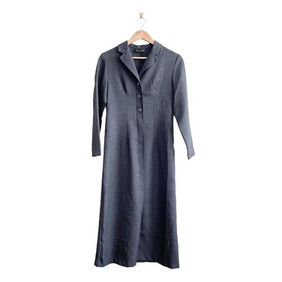 Pariscope Womens Maxi Collared Jacket Coat Long Sleeve Button Gray Size 3 - Picture 1 of 7